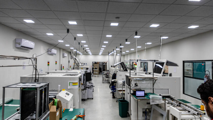 SMT surface mount technology line at Silbit electronics manufacturing facility in Zapopan Mexico
