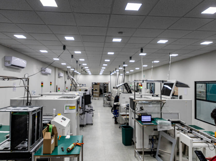 SMT surface mount technology line at Silbit electronics manufacturing facility in Zapopan Mexico